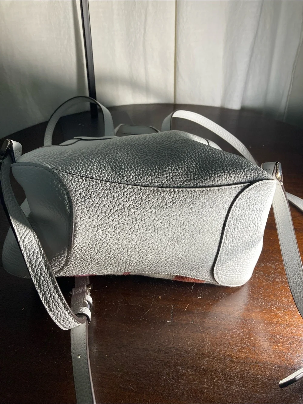 kate spade White Leather Backpack with Multicolor Stripe Front